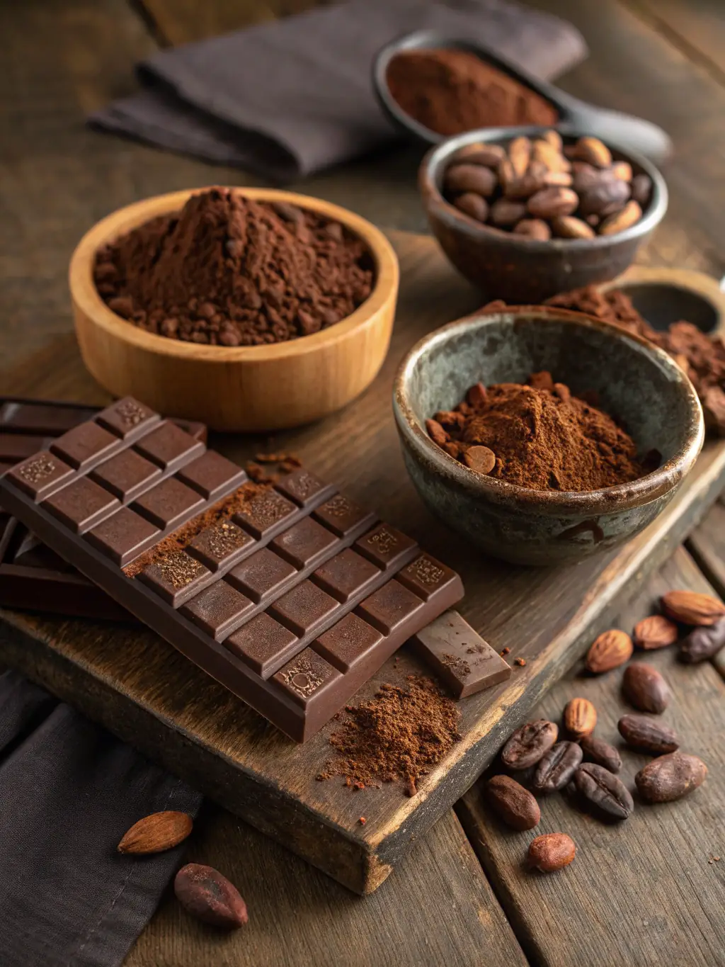 Image of Cacao & Reishi Superfood Bar, highlighting the blend of rich cacao and reishi mushroom extract, emphasizing its immune-boosting properties and balanced sweetness.