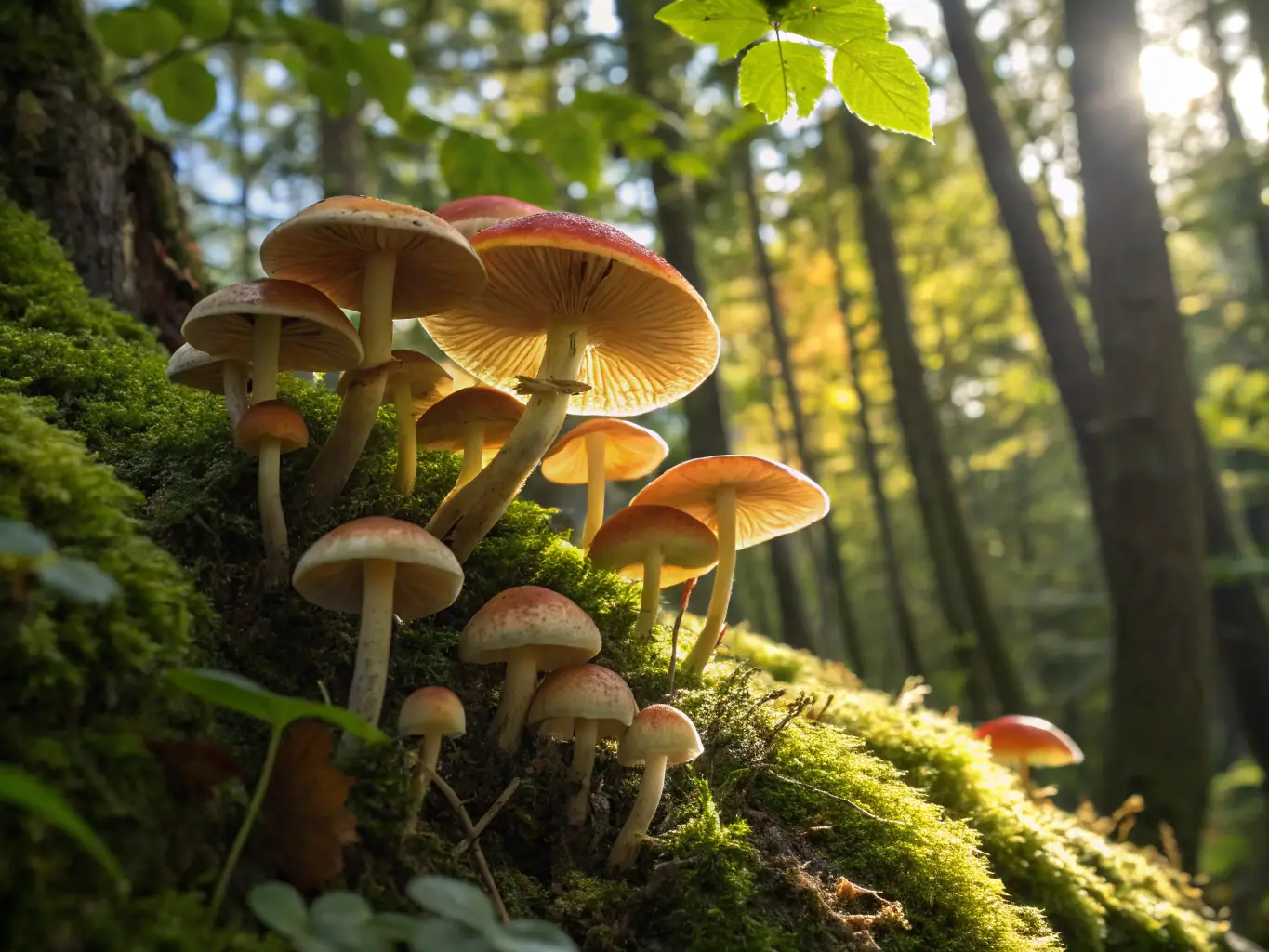An image of chaga mushrooms, showcasing their dark, charcoal-like exterior and highlighting their antioxidant properties. The image is set in a natural environment, emphasizing the mushroom's wild and potent nature.